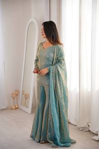 Ramdev Trading Women's Modern Fendy <b>Silk</b> Velvet Embroidery Digital Print Regular Fit Quick Dry <b>Kurta</b>/Kurti Party Wedding Diwali - Product Image 2