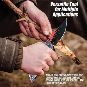 Navaja Plegable Portátil con Función de Rompe Cristales y Clip de Bolsillo para Camping, Caza, Pesca y Senderismo - Regalo Perfecto para el Día del Padre - Product Image 4