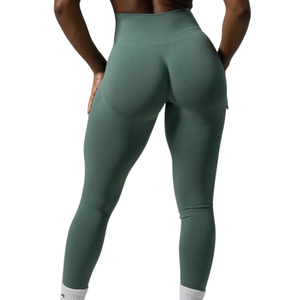 Leggings de compression sans couture taille haute vert sauge pour femme, idéaux pour la gym, le fitness, le yoga, la course à pied, l'entraînement, résistants aux squats, extensibles dans quatre directions - Product Image 2