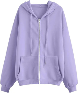 Custom Lavender Light for Breathable Zip Hoodie <b>Sweatshirt</b> Plain Oversized Full Jacket <b>Men</b> Summer Drop Shoulder Streetwear - Product Image 1