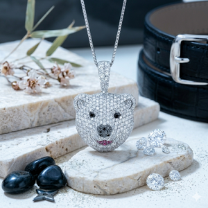 Colgante de Cabeza de Oso Polar Personalizado, Joyería Fina de Moda Hip-Hop, Plata 925, Corte Brillante Natural, Chapado en Oro Blanco - Product Image 6