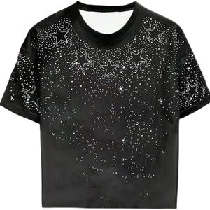 <b>Men's</b> Black Short Sleeve T-<b>Shirt</b> with Dot Pattern Casual Summer Wear Knitted 100% Cotton Breathable ODM - Product Image 1