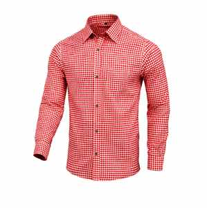 Chemise bavaroise rouge pour homme, style Oktoberfest, en coton classique, design allemand, du S au 4XL - Product Image 1