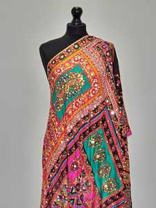 Traditional Mirror Work <b>Embroidered</b> <b>Shawl</b> for Women | scarves <b>shawls</b> & hijab Ethnic Boho Fashion Wrap All Seasons Customized Set - Product Image 2