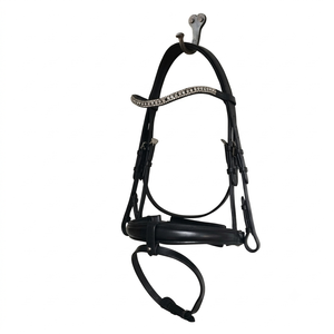 Brida para Caballo TAK Equestrian HB1902 de Cuero Negro con Diadema de Diamantes de Imitación, Talla Completa, Equipo de Equitación - Product Image 1