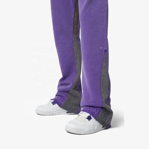 Wholesale Men's Mid Waist Baggy Sweatpants High Streetwear Heavy <b>Weight</b> Oversized Wide Leg Painted Casual Stacked <b>Trouser</b> - Product Image 6
