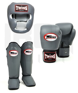 Customizable TWINS Boxing Set <b>Head</b> Guard Shin Guards Laced Genuine Cowhide Leather Hand Grips Thick 4-Layer Padding Breathable - Product Image 6