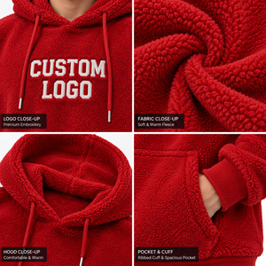 Sudaderas con Capucha de Forro Polar Sherpa Personalizadas OEM/ODM, Mezcla de Poliéster/Algodón, Talla Grande, Ecológicas, Antiarrugas, Antibolitas, Transpirables para Hombre - Product Image 6