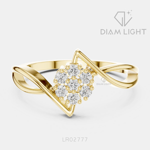 Bague de fiançailles en or blanc 14 carats avec diamant de laboratoire de 0,126 carat, couleur F+, clarté VS+, pavé rond, bague de fiançailles et de mariage certifiée IGI - Product Image 5