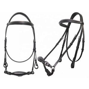 บังเหียนม้าหนังแท้คุณภาพพรีเมียม ทำมือ ทนทาน พร้อมสายรัดจมูกบุนุ่ม ปรับได้ สำหรับการฝึกขี่ม้าแบบอังกฤษและการแข่งขัน - Product Image 1