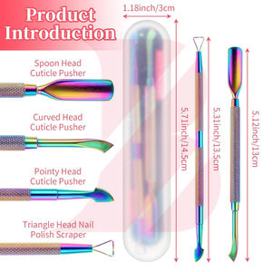 Poussoir à cuticules professionnel en acier inoxydable, meilleur prix de gros, éliminateur de cuticules, poussoir à ongles, grattoir - Product Image 2