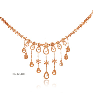 Collier de soirée luxueux plaqué or rose, orné de diamants de laboratoire taille ronde en forme de goutte d'eau, pour femme - Product Image 2