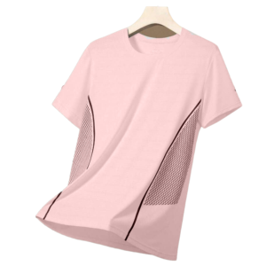 T-shirt Athlétique Respirant à Col Rond et Manches Courtes avec Panneaux en Maille Vert Clair Unisexe Adulte Été Coupe Classique - Product Image 4
