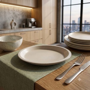 Assiette ronde biodégradable en bagasse de canne à sucre blanche de 11 pouces, écologique, pour restaurants, cafés et services de traiteur - Product Image 5