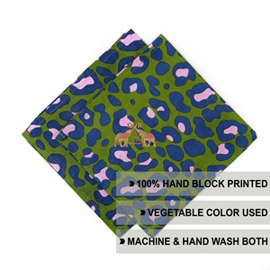 Nouveau dernier bloc à main en coton imprimé floral serviettes de table en coton brodé bloc à la main impression serviettes réutilisables - Product Image 5