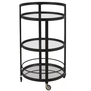Chariot de service à 2 niveaux en métal et verre de haute qualité, pour intérieur et extérieur, avec structure en fer pour le rangement - Product Image 5