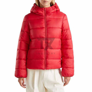 Women's Quilted Puffer Jacket Hooded Zipper Closure Full Sleeve Solid Color <b>Thick</b> Warm Woven Cotton Lined <b>Winter</b> <b>Coat</b> Outerwear - Product Image 1