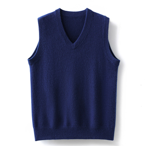 Gilet pull tricoté VIBE SEWN pour homme, col en V, épaules dénudées, rayé, 100 % acrylique, épais, anti-boulochage, respirant, pour l'hiver - Product Image 1