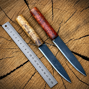 Couteau Birka Puukko à manche en bois fait main, acier à haute teneur en carbone, couteau de chasse et de bushcraft avec étui en cuir - Product Image 3