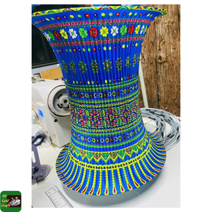 Lanterne cylindrique en tissu Hmong 99 GOLD DATA Brocade, cadre en bambou, faite à la main pour la décoration ethnique des maisons d'hôtes, Quang Nam, Nouvel An - Product Image 3