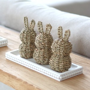 Hand-woven seagrass straw easter bunny figure decor sea grass rabbits high quality gifts for kids - Product Image 5