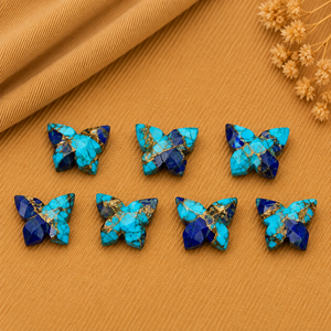 Cuentas de Piedras Preciosas Facetadas en Forma de Mariposa, Color Azul Cielo, Azul Oscuro, Cobre y Turquesa, de 14x10 mm, para la Fabricación de Joyas, Suministros al por Mayor - Product Image 2