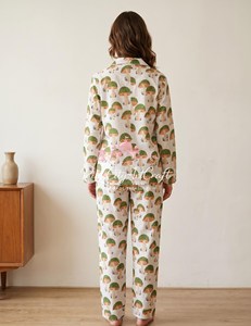 Elegant Loungewear Coordinated Printed Night Suit Set Soft Breathable Fabric Button-<b>Down</b> Shirt and Matching Straight-Fit <b>Pants</b> - Product Image 3