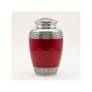 High Quality Hand-Engraved Silver Border Red Brass Adult Cremation Urn For Human Ashes Metal Funeral <b>Memorial</b> <b>Vase</b> Factory Price - Product Image 4