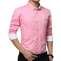 Kemeja Kasual Pria Terbaru Musim Gugur Bahan Broadcloth 100% Katun Lengan Panjang Polos Cepat Kering Bernapas Ramah Lingkungan Grosir