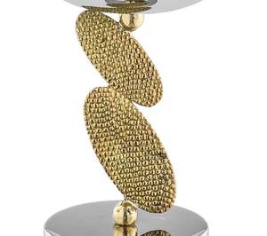 Brûleur d'encens abstrait en métal, bol de luxe argenté pour Bakhoor avec support texturé en galets dorés, décoration artistique moderne - Product Image 5