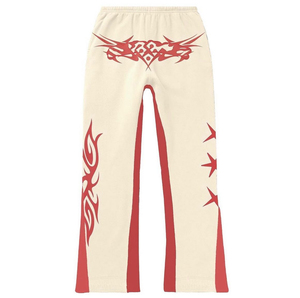 Ensembles de survêtements d'hiver StreetWear personnalisés vintage en coton épais pour hommes, avec impression en relief, pantalons évasés et empilés, et sweats à capuche unisexes - Product Image 2