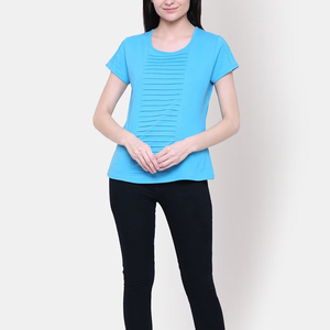 เสื้อยืดสำหรับผู้หญิงสีพื้นระบายอากาศน้ำหนักเบาเสื้อยืดผ้าฝ้าย100% - Product Image 1