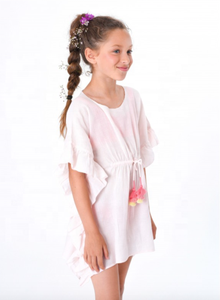 Vêtements d'été en coton smocké pour fille, tenue décontractée, pour femme, Mini Frock, rose, avec jolie broderie de bourgeon de rose - Product Image 2
