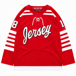 Maillot de hockey sur glace rouge personnalisé Ekin Impex, manches longues, vêtements d'équipe sportive, uniforme de hockey OEM - Product Image 1