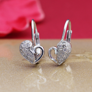 Handmade Designer Sterling 925 Sterling Silver Heart Diamond Earrings For Women And Girls Wear In Wedding Party's - Product Image 1