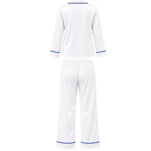 Conjunto de Pijama Personalizado para Mujer, Manga Larga, con Botones, Pantalones a Juego, Ribete en Contraste, Ropa de Dormir Cómoda - Product Image 2