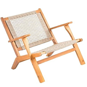 Chaise longue en teck tressé de style moderne avec un design minimaliste pour la décoration de la maison et du jardin - Product Image 4