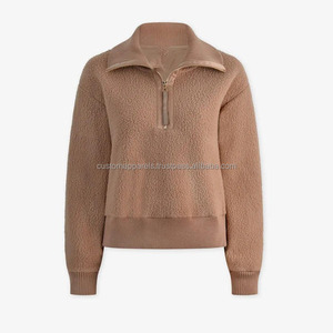 Abrigos de Forro Polar Grueso y Cálido para Invierno, Ropa Deportiva, Sudadera con Capucha y Media Cremallera de Corte Holgado para Mujer - Product Image 4