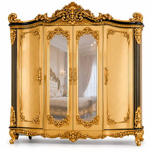 Deluxe Hand-Carved Ornate Wooden Furniture for Bedroom Wholesale Luxury Solid Wood King <b>Size</b> <b>Bed</b> Classic Golden Villa Furniture - Product Image 5