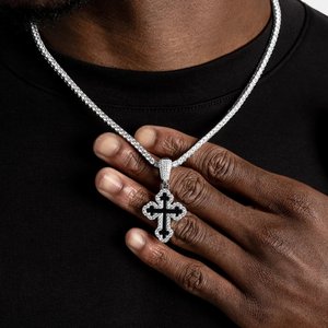 Pendentif en diamant de laboratoire pour homme, chaîne plaquée rhodium, or rose, or blanc, argent, bijoux fins élégants de style hip-hop, cadeau - Product Image 1