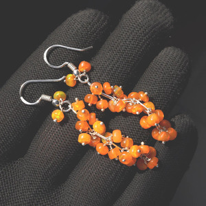 Boucles d'oreilles en opale d'Éthiopie naturelle, argent 925, perles multicolores - Product Image 5