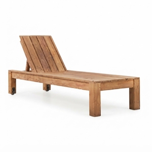 Chaise longue moderne en bois massif, élégante et inclinable, pour l'extérieur, en teck, pour un aménagement luxueux au bord de la piscine d'un complexe hôtelier, design artistique. - Product Image 1
