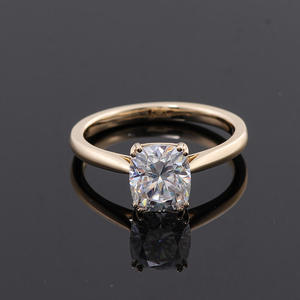 AU 585 Gold Plated D Color <b>Cushion</b> Cut Lab Grown Diamond Vintage Engagement <b>Ring</b> IGI Certified Gift Party <b>Wedding</b> Anniversary - Product Image 1