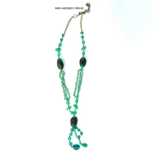 Collier Cœur Perlé Fait Main Aura Héritage, Pendentif Multicouche en Pierre Verte, Bijoux de Fête en Bronze Antique, Collection Prix Usine - Product Image 1