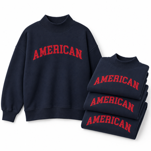 Sudadera con cuello alto y estampado de letras americanas para mujer, de manga larga, de algodón tejido, para uso casual de otoño, venta al por mayor, marca privada - Product Image 5