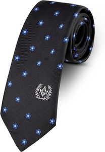 Corbata Masónica Negra de Seda Tejida para Masones con Escuadra y Compás Amarillos - Product Image 4