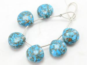 Perles de pierre en forme de larme turquoise cuivre bleu 14X14MM faites à la main lisse poli en forme de coeur PME GemsBeads CY3 0.50MM trou pour - Product Image 3