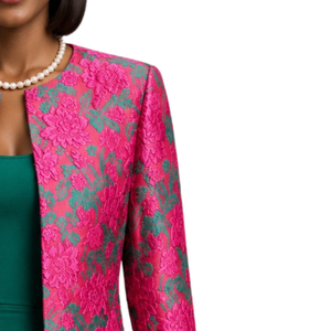 Pink Nyla Brocade Shell Pantsuit Set Women Elegant Textured Blazer Shell <b>Top</b> Trousers Three Piece Formal Business Office Suit - Product Image 3