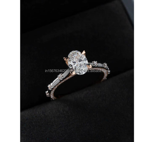 IGI/ Lab Grown Oval Cut Diamond Vintage 14k Jaune Mariage/Bague de fiançailles Unisexe Fine Or Blanc Anniversaire Fête Digne - Product Image 2