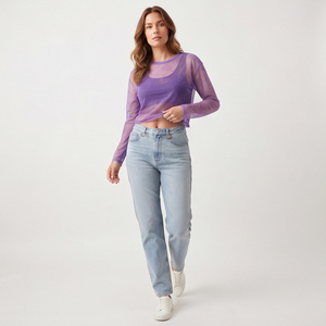 Manufacture <b>Sheer</b> Mesh Crop <b>Tops</b> Women 100% Polyester <b>Long</b> <b>Sleeve</b> Transparent Crop <b>Top</b> Women Sexy Party Club See Through <b>Tops</b> - Product Image 5